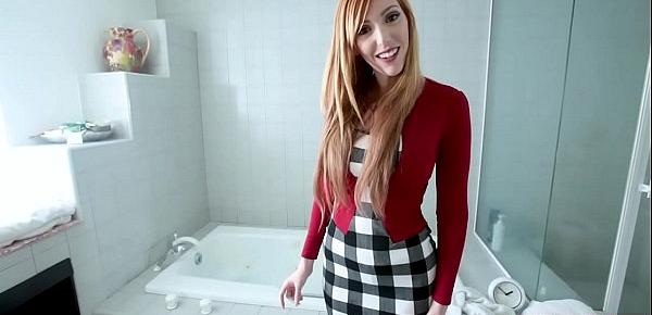  Busty redhead stepmom blows her stepson in the shower